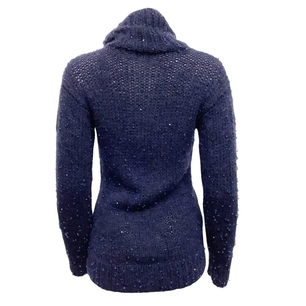 Chanel Navy Blue Cashmere and Mohair Sweater with Sequins